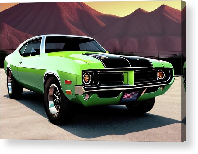 Muscle Cars Acrylic Print featuring the digital art Muscle car series 017 by Flees Photos