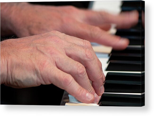 Piano Acrylic Print featuring the photograph Musician's Hands Playing Piano by Karen Rispin
