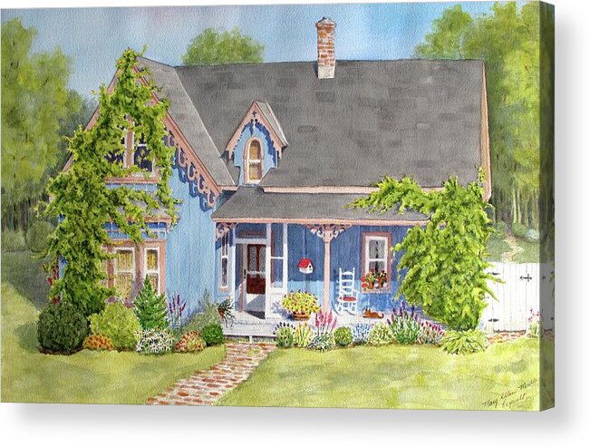 House Acrylic Print featuring the painting My Blue Heaven by Mary Ellen Mueller Legault