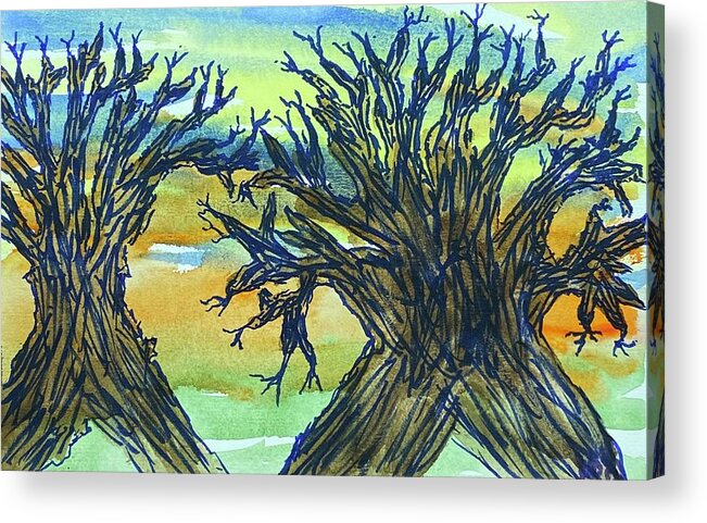Trees Acrylic Print featuring the painting Naked Trees #22 by Anjel B Hartwell