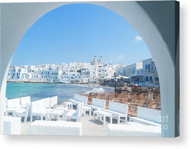 Paros Acrylic Print featuring the photograph Naoussa Waterfront by Anastasy Yarmolovich