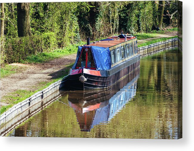 Narrowboat Acrylic Print featuring the photograph Narrowboat moored by Steev Stamford