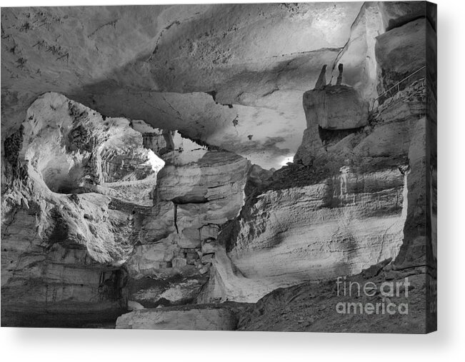 Carlsbad Acrylic Print featuring the photograph Natural Cave Entrance To Carlsbad Caverns Black And White by Adam Jewell