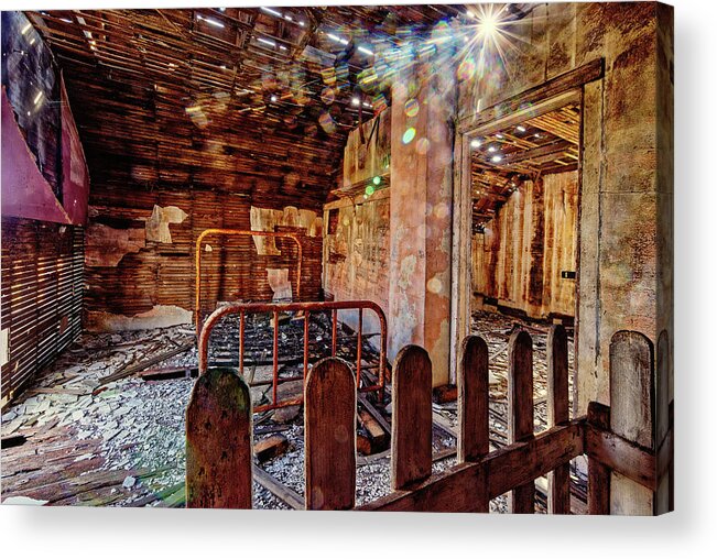 Groff Acrylic Print featuring the photograph Natural lighting and well-ventilated - abandoned bedroom of a ND homestead by Peter Herman