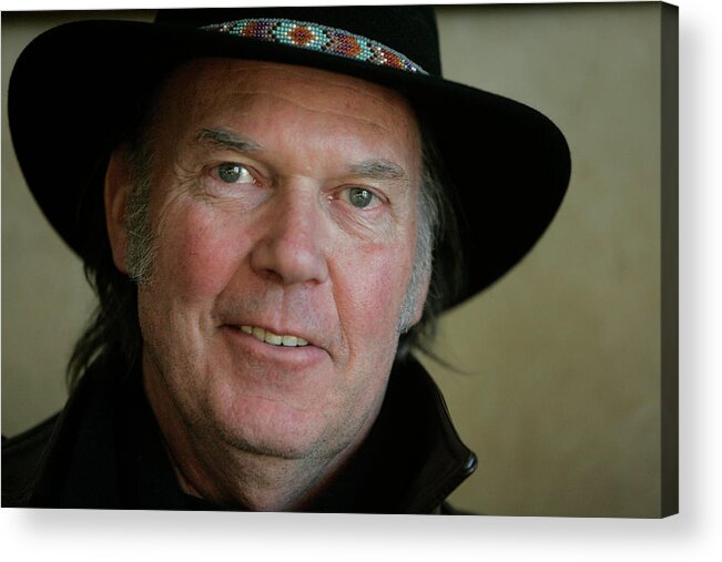 Neil Young Acrylic Print featuring the photograph Neil Young Portrait by Rick Wilking