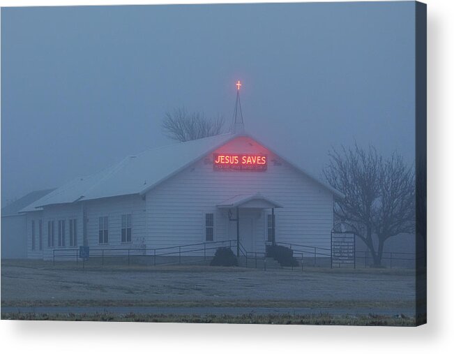 Neon Acrylic Print featuring the photograph Neon Jesus by Steve Templeton