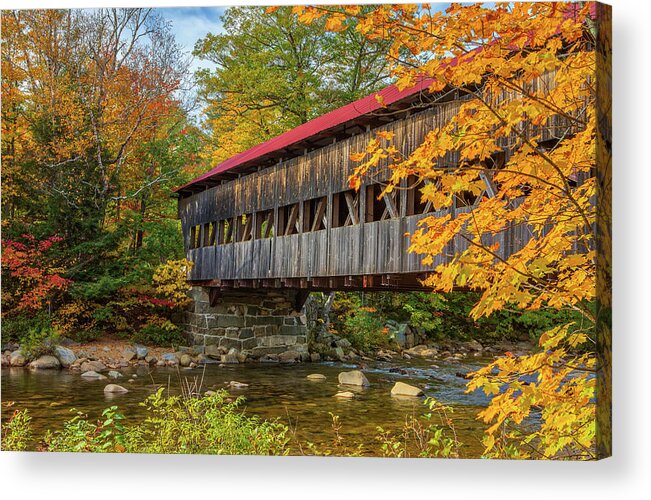 Albany Covered Bridge Acrylic Print featuring the photograph New England Fall Colors at the Albany Covered Bridge by Juergen Roth