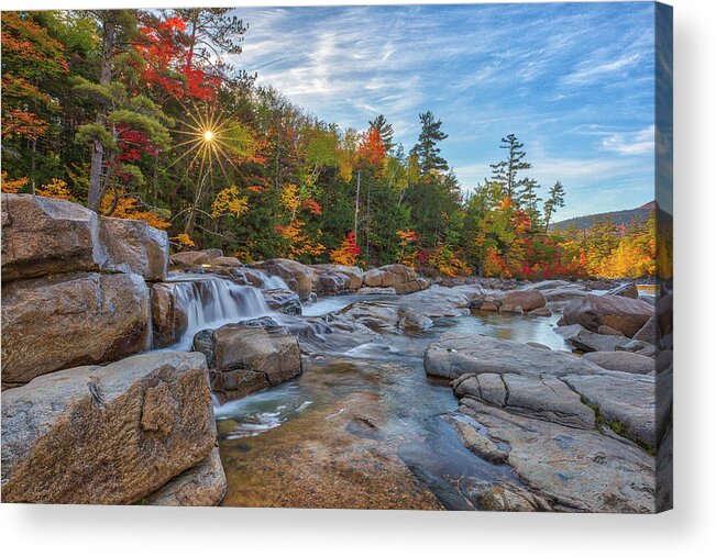 Lower Falls Acrylic Print featuring the photograph New Hampshire Fall Foliage at Lower Falls by Juergen Roth