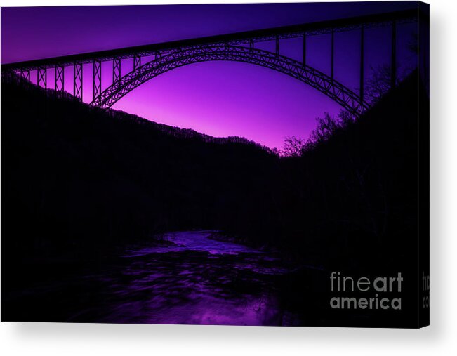 Usa Acrylic Print featuring the photograph New River Gorge Bridge after Sunset by Thomas R Fletcher