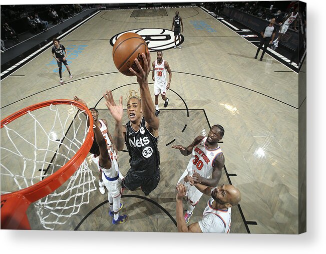 Nicolas Claxton Acrylic Print featuring the photograph New York Knicks v Brooklyn Nets by Nathaniel S. Butler