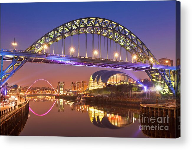 Newcastle Tyne Bridges at sunset Canvas Art Cheap Print 