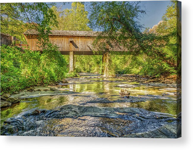 Atlanta Acrylic Print featuring the photograph Nickajack Creek View of Concord Covered Bridge by Donna Twiford