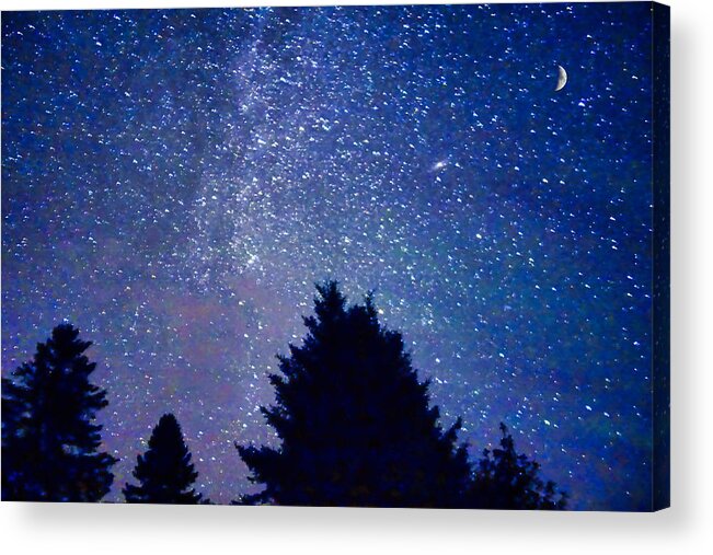 Stars Acrylic Print featuring the photograph Night Sky and Quarter Moon by Russel Considine