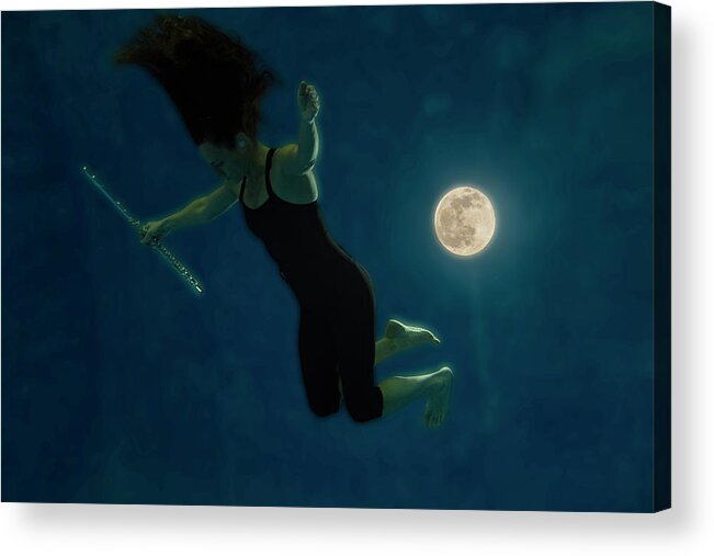 Nina Acrylic Print featuring the photograph Nina practicing movement floating with moon 14 by Dan Friend