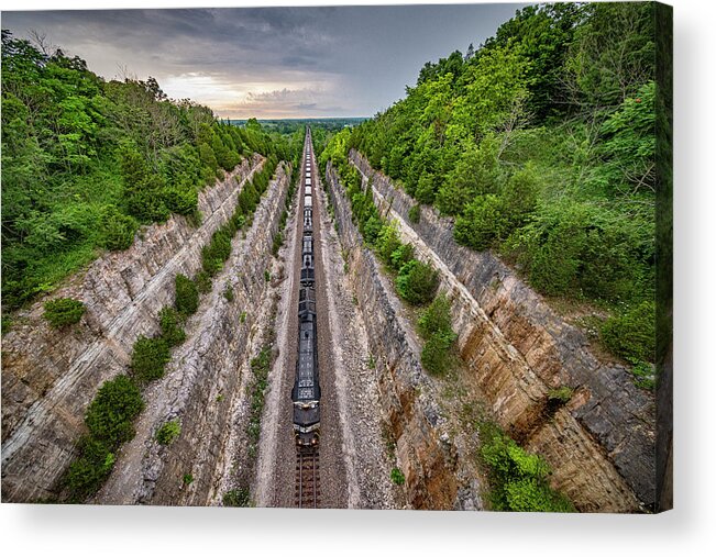 Railroad Acrylic Print featuring the photograph Norfolk Southern 3645 leads a WB empty coal train at Tunnel Hill by Jim Pearson