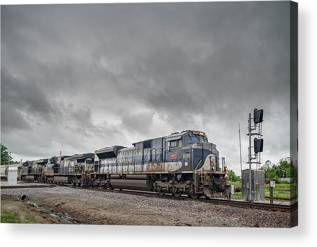 Railroad Acrylic Print featuring the photograph Norfolk Southern Railway Wabash heritage unit at Mt. Vernon IL by Jim Pearson