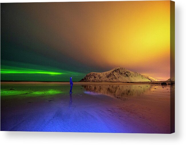 Northern Light Acrylic Print featuring the photograph Northern light in Lofoten, Nordland 4 by Dubi Roman