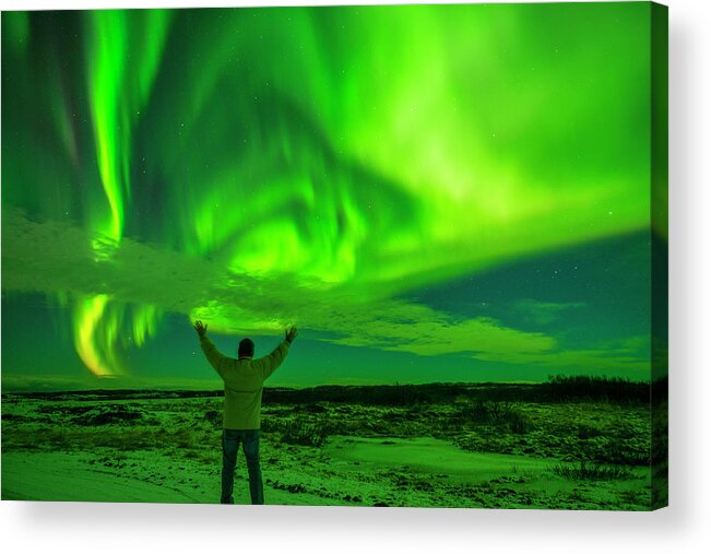 Winter Acrylic Print featuring the photograph Northern light in western Iceland by Dubi Roman