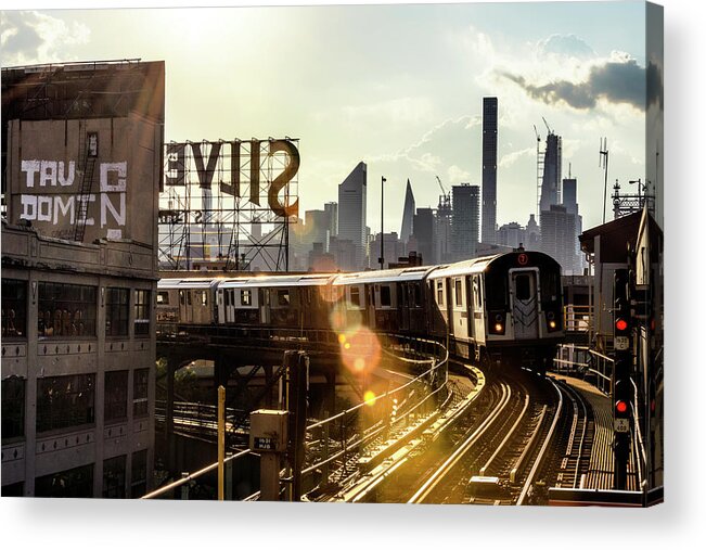 New York Acrylic Print featuring the photograph NY CITY - End of the Day by Philippe HUGONNARD