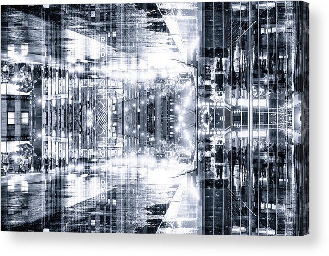 Nyc Acrylic Print featuring the digital art NYC Reflection - Blue Radio City by Philippe HUGONNARD