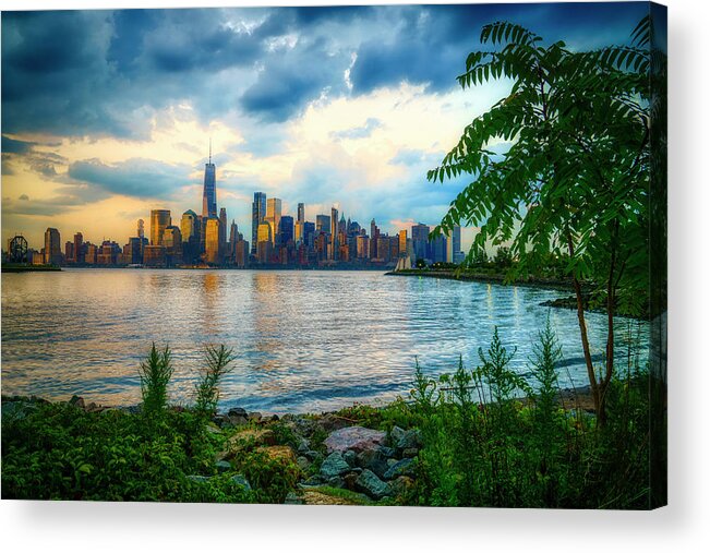 New York City Skyline Acrylic Print featuring the photograph Manhattan Skyline at Dusk by Penny Polakoff