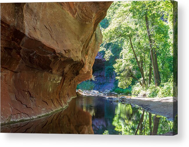 Sedona Oak Creek Canyon Fstop101 Landscape Water Reflection Cliff Acrylic Print featuring the photograph Oak Creek Canyon in Sedona by Geno Lee