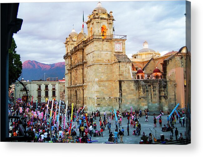 Cathedral Acrylic Print featuring the photograph Oaxaca Cathedral by William Scott Koenig