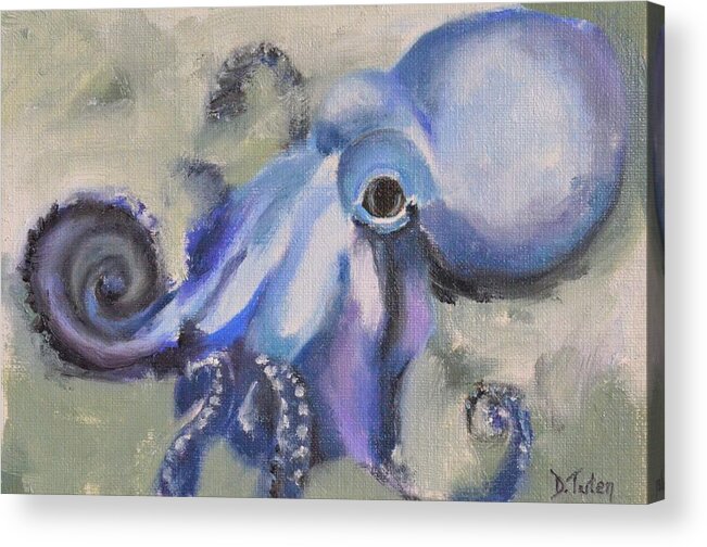 Octopus Acrylic Print featuring the painting Octopus Underwater Painting Series by Donna Tuten