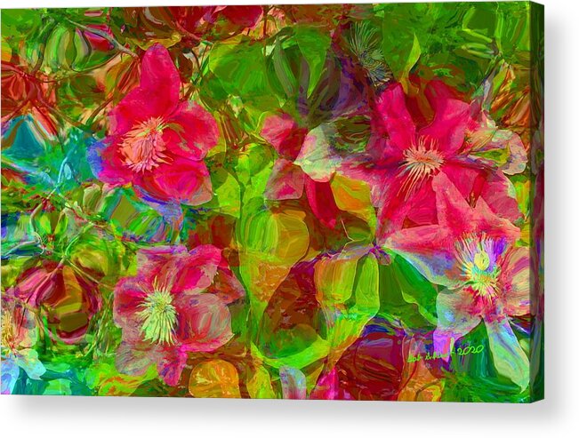 Digital Abstract Floral Flowers Acrylic Print featuring the digital art Oh the Color by Bob Shimer