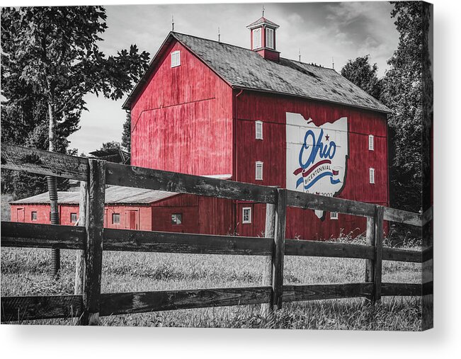 Columbus Ohio Acrylic Print featuring the photograph Ohio Bicentennial Barn in Red White and Blue by Gregory Ballos