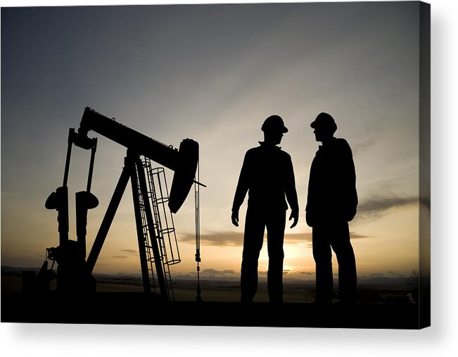Natural Gas Acrylic Print featuring the photograph Oil Rig at Dusk by Shotbydave