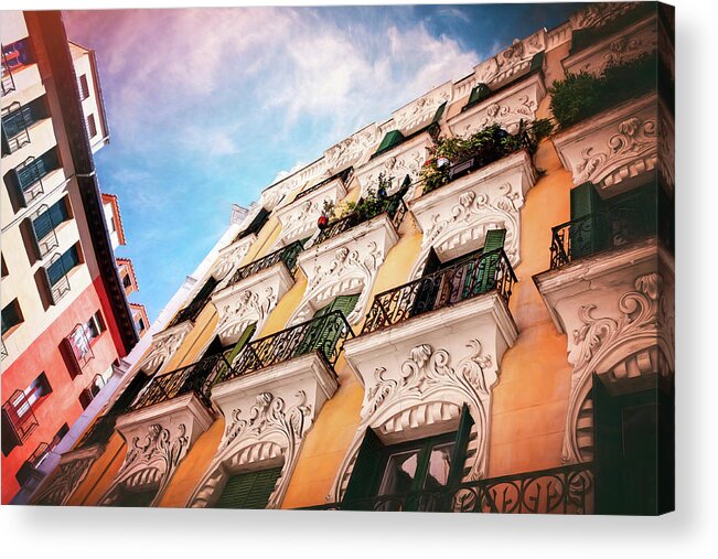 Madrid Acrylic Print featuring the photograph Old and New Architecture of Madrid Spain by Carol Japp