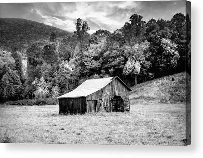 Barns Acrylic Print featuring the photograph Old Barn Creeper Trail in Autumn Tones Damascus Virginia Black a by Debra and Dave Vanderlaan