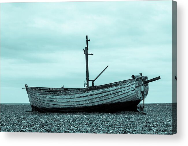Aldeburgh Acrylic Print featuring the photograph Old Boat in Cyan by John Paul Cullen