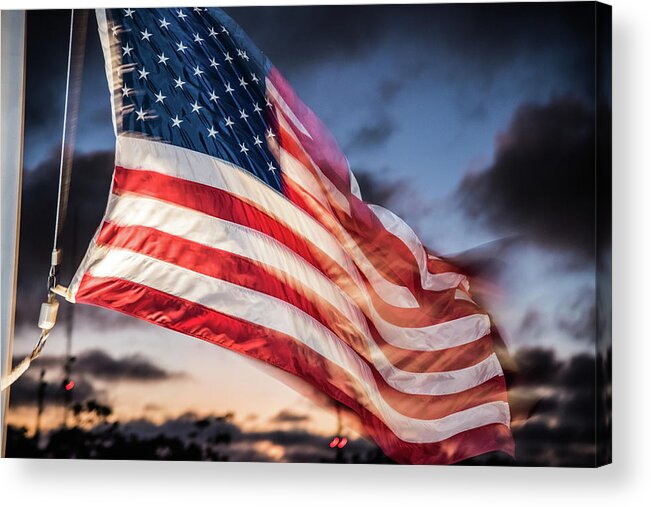 Mount Acrylic Print featuring the photograph Old Glory Flying in the Wind by Local Snaps Photography