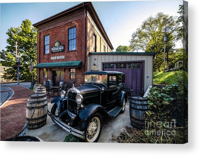 Salt Acrylic Print featuring the photograph Old Salt House and Antique Car by Shelia Hunt