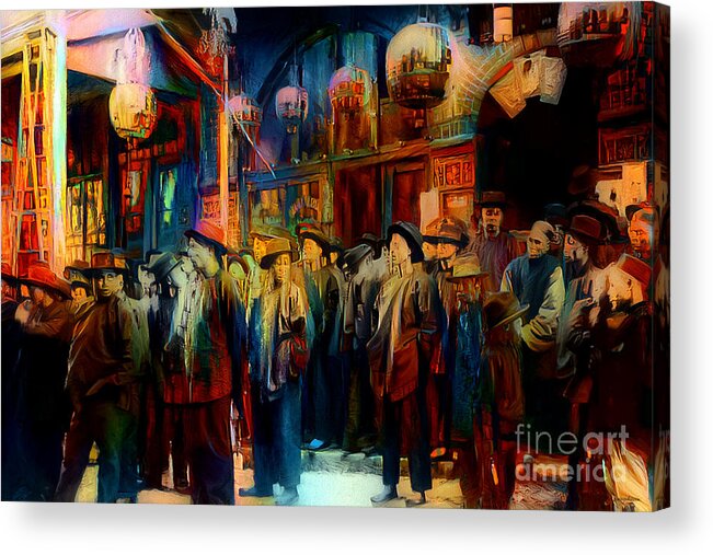 Wingsdomain Acrylic Print featuring the photograph Old San Francisco Chinatown Painterly 20210324 by Wingsdomain Art and Photography