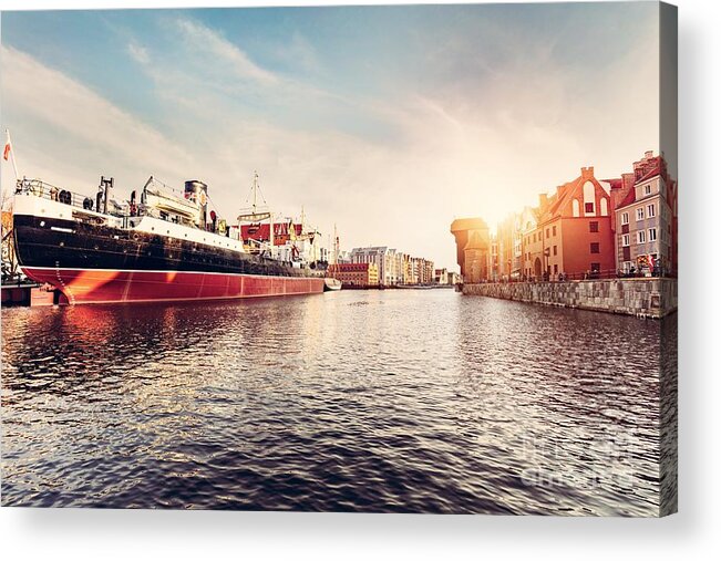 Gdansk Acrylic Print featuring the photograph Old town of Gdansk Danzig in Poland. Zuraw crane by Michal Bednarek