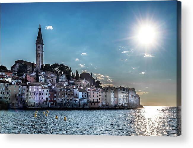 Croatia Acrylic Print featuring the photograph Old Town Of The City Of Rovinj In Croatia by Andreas Berthold