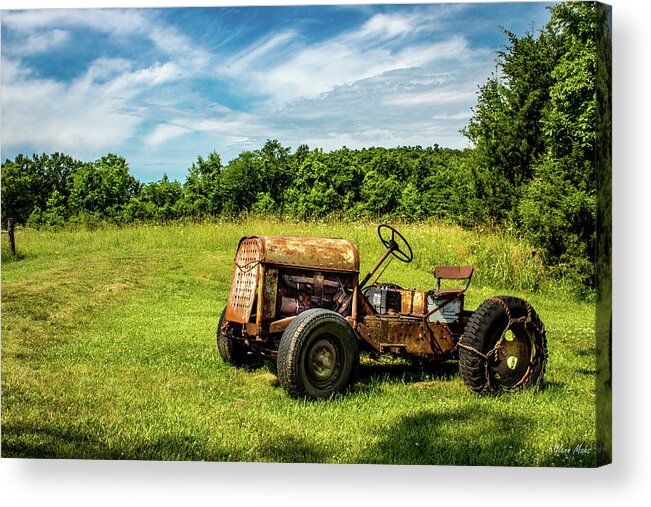 Old Tractor Acrylic Print featuring the photograph Old Tractor by GLENN Mohs