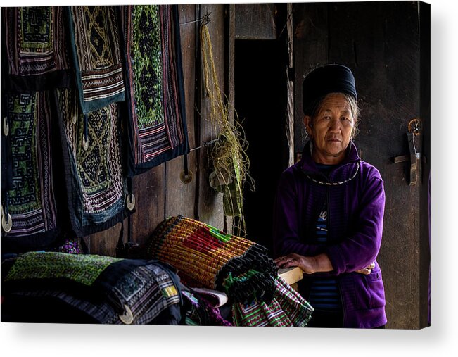 Black Acrylic Print featuring the photograph Old Vietnamese of Lao Chai by Arj Munoz