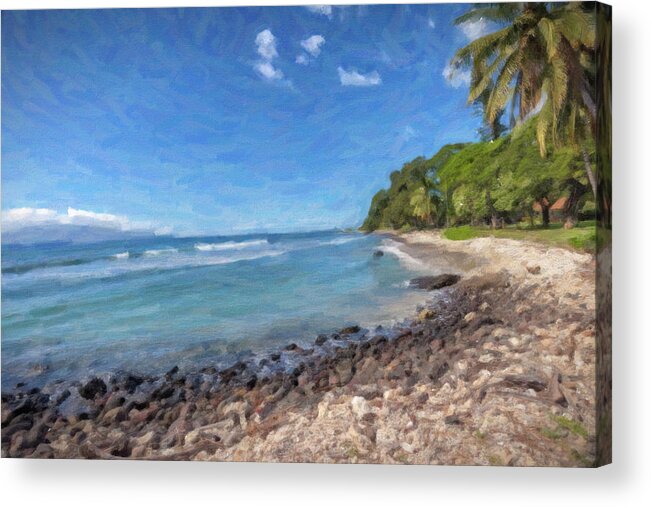 Lahaina Acrylic Print featuring the painting Olowalu Beach by Chris Spencer