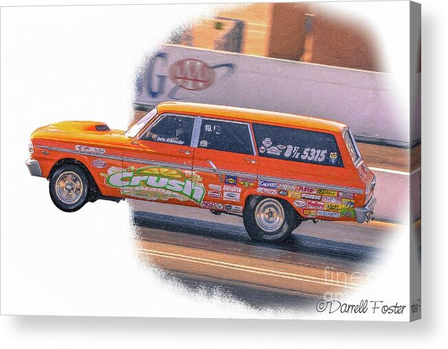 Orange Acrylic Print featuring the drawing Orange leaping out by Darrell Foster