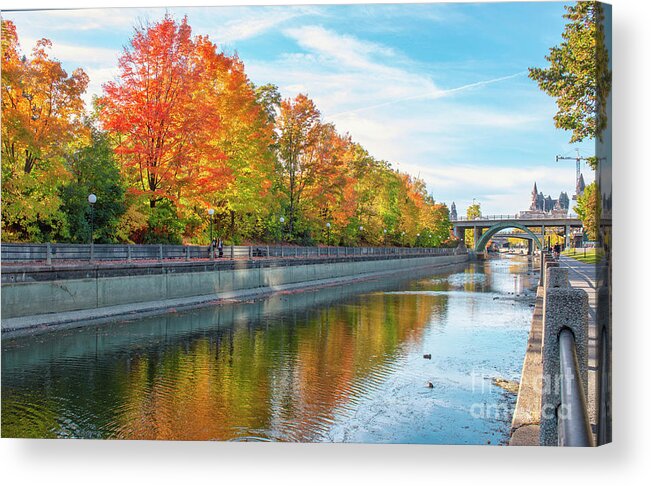 Ottawa Acrylic Print featuring the photograph Ottawa Rideau Canal Fall Colors by Charline Xia
