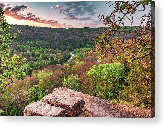 Lee Creek Acrylic Print featuring the photograph Overlooking Lee Creek Winding Through The Boston Mountains - Northwest Arkansas by Gregory Ballos