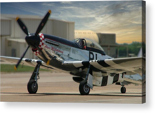 P-51 Acrylic Print featuring the photograph P-51 Taxi for Take-off by Phil And Karen Rispin