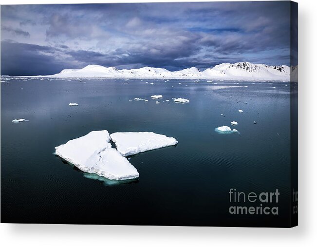 Landscape Acrylic Print featuring the photograph Pack ice, Arctic sea and the mountains of Svalbard by Jane Rix