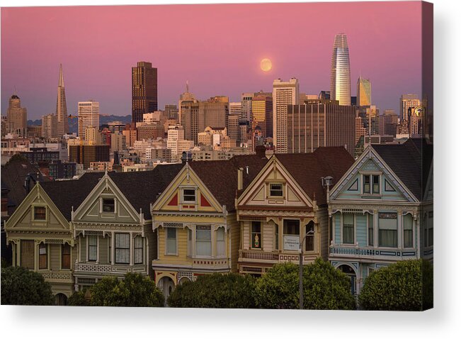 Painted Ladies Acrylic Print featuring the photograph Painted Ladies Moonrise by Laura Macky