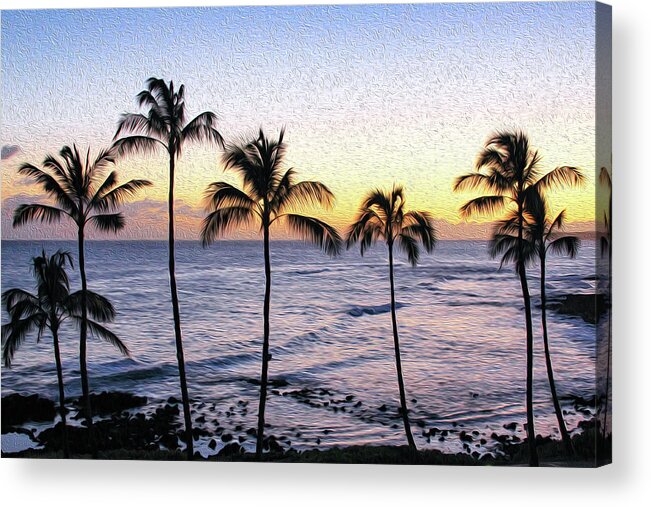 Hawaii Acrylic Print featuring the photograph Painting of Poipu Palms by Robert Carter