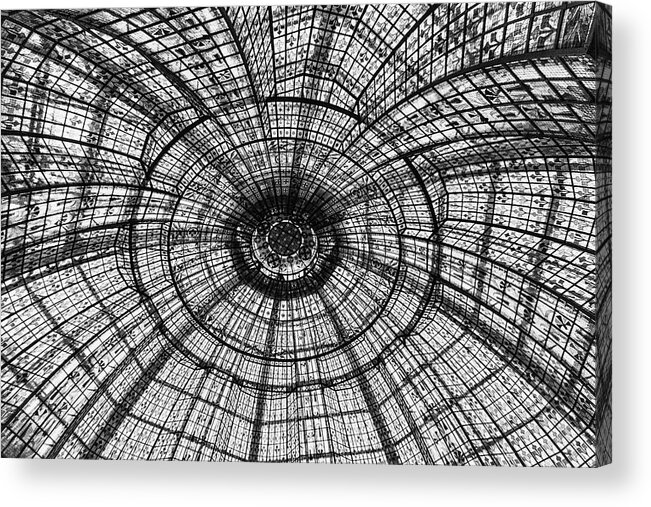 Black And White Acrylic Print featuring the photograph Paris Ceilings - Black and White by Melanie Alexandra Price